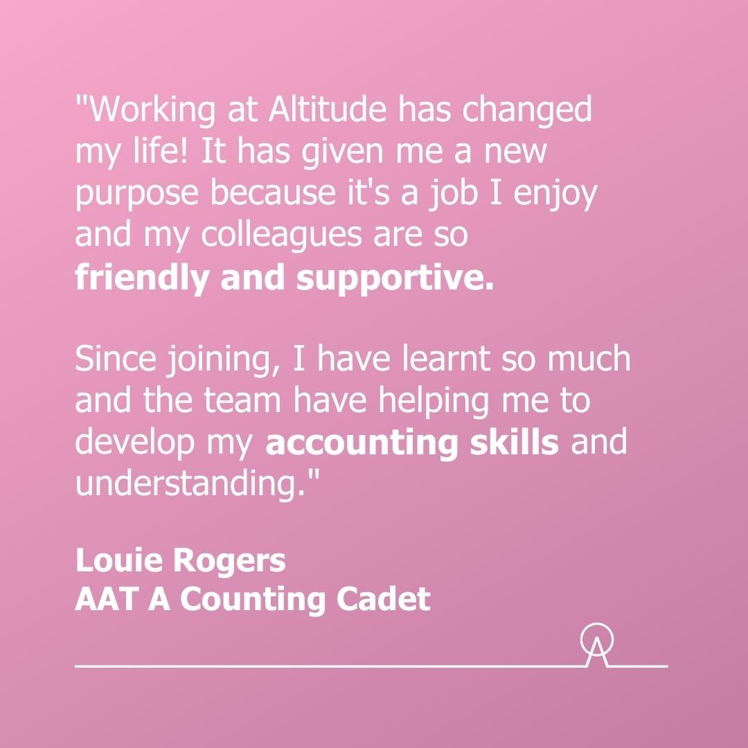 Some inspiring words from @louierogers_ on his AAT Trainee journey so far with Altitude. Looking for your next challenge? You could be the AAT Traineer we're looking for...link to JD in bio