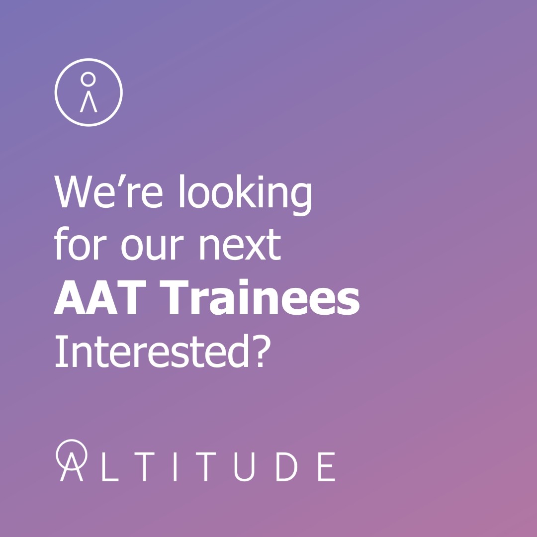 We're Recruiting
Altitude is on the lookout for TWO new AAT Trainees to join our dynamic team.  Are you…
 Ambitious 
 Highly organised
⛰️ Looking for a new challenge?  Send your CV to elevate@increasealtitude.com and we'll be in touch!