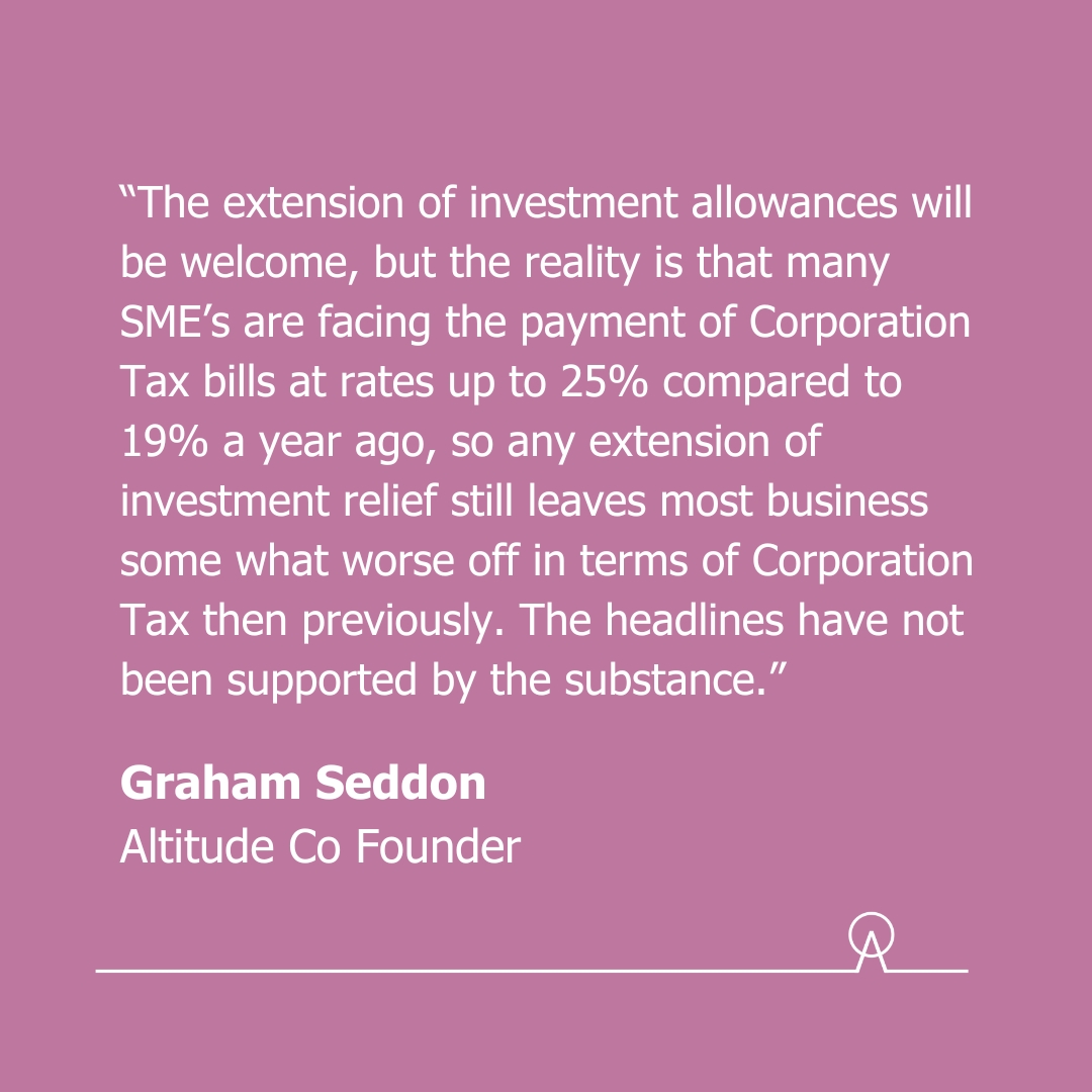 “Whilst the National Insurance (NI) reduction is welcome news to all, the level of support for SME’s was limited.” 
Read more of Altitude Co Founder @instagrahm77's review of the  AutumnStatement2023
